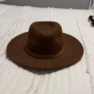 Target Brown Felt Wide-Brim Fedora with Tan Band